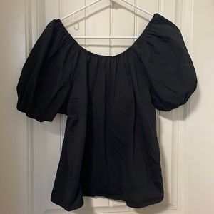 Black Puffy Sleeve Blouse